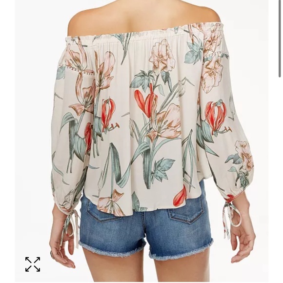 Astr the Label Chavelle Off the Shoulder Floral Print Top Blouse Size M - Picture 4 of 7
